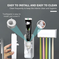 Ensemble d'accessoires de salle de bain : Distributeur automatique de dentifrice, 5 porte-brosses à dents adhésifs muraux en plastique D281, pour enfants