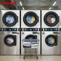 Lavadora y Secadora Comercial Automática de 220V y 20kg, Operada con Monedas/Tarjetas, Apilable para Lavandería