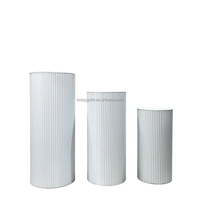 Ensemble de 3/5 supports à fleurs en métal blanc, socle ondulé rond, ensemble de supports à gâteaux, support à dessert, décoration de mariage