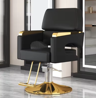 Chaise de coiffeur réglable en hauteur hydraulique en cuir synthétique pour femmes, salon de beauté, salon de coiffure, base en métal, siège confortable