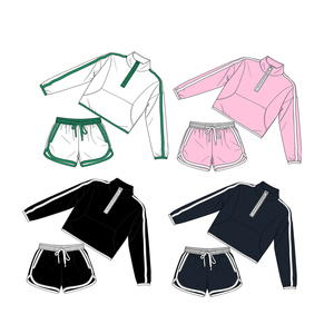 Précommande MOQ 5 – Nouveaux Ensembles de Vêtements pour Filles avec Short à Fermeture Éclair Imprimé pour les Fêtes – Vêtements Souples pour Tout-Petits en Gros Direct Usine - Product Image 1