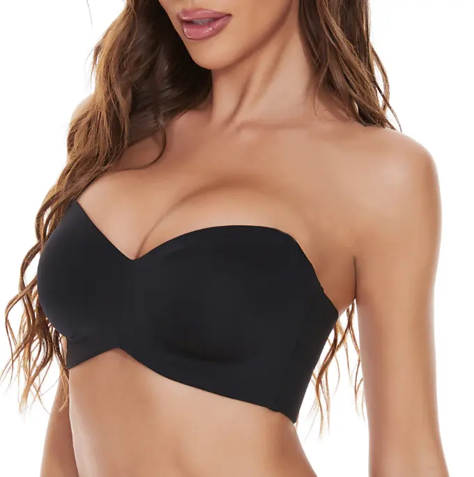 महिलाओं की अधिक आकार स्कैलप्ड ट्रिम Strapless शिर बंध ट्यूब Bralette ब्रा