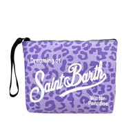 Nouveau concepteur célèbre marque mignon été plage femmes dames imprimé léopard violet toile pochette sac à main portefeuille pochette sacs à main