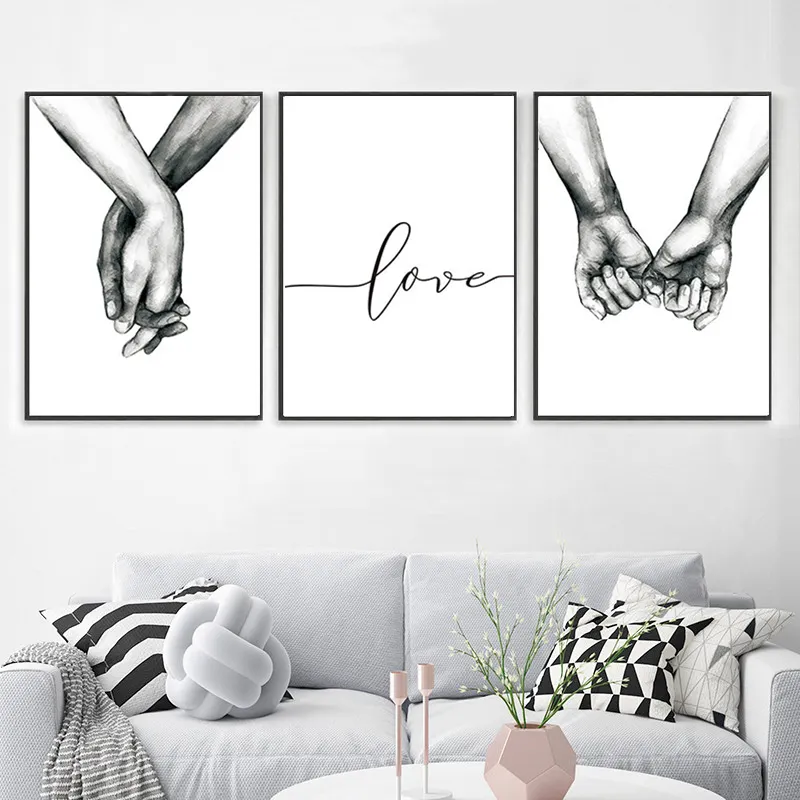 Póster de decoración nórdica para sala de estar, póster artístico con impresiones en lienzo en blanco y negro
