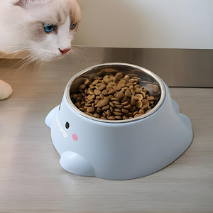Stainless Steel Pet Bowl Non Slip Anti Tipping Detachable Easy Clean For <b>Cat</b> Rounded Shape Cw7002 - Product Image 3