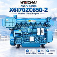 Moteur diesel marin X6170ZC650-2 650HP 478kW 1200RPM 6 cylindres en ligne refroidi par eau pour propulsion principale de navires commerciaux