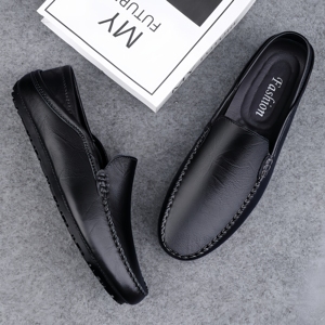 Mocasines de Cuero Genuino para Hombre, Diseño Nuevo y de Alta Calidad, Ligeros y de Lujo, Zapatos Casuales para Caminar con Suela de Goma Negra, Transpirables y Antideslizantes - Product Image 4