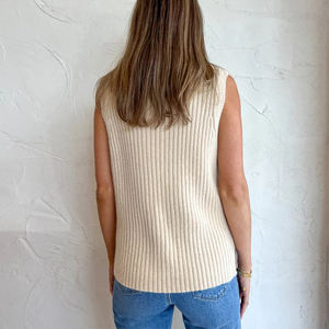 Fabricant de tricots personnalisé <span class=keywords><strong>blanc</strong></span> col roulé sans manches tricot côtelé laine mérinos <span class=keywords><strong>alpaga</strong></span> femmes <span class=keywords><strong>pull</strong></span>-over - Product Image 6