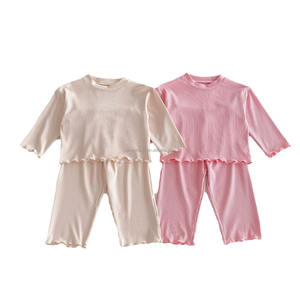 D2211 Lang AI Nouvelle Collection Printemps – Ensemble Décontracté Deux Pièces pour Bébé <span class=keywords><strong>Fille</strong></span> – Tenue Tricotée Respirante Style Princesse pour la Maison - Product Image 5