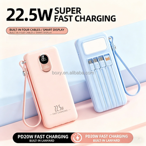 Nouvelle batterie externe portable avec logo personnalisé, charge rapide bidirectionnelle Type-C 22,5 W, double USB, 20000 mAh, 4 câbles intégrés - Product Image 5