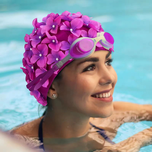 <span class=keywords><strong>Gorro</strong></span> de Natación para Adultos, Estilo Europeo Americano, Nuevo, de Poliéster, con Diseño de Pétalos, para el Cuidado del Cabello, <span class=keywords><strong>Gorro</strong></span> de Aguas Termales, Nuevo, Hecho a Mano, con <span class=keywords><strong>Flores</strong></span> - Product Image 2