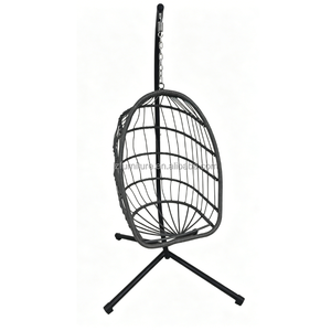 Chaise suspendue en rotin PE de haute qualité pour jardin et extérieur, pliable, en forme d'œuf, pour une durabilité et une sécurité accrues - Product Image 4