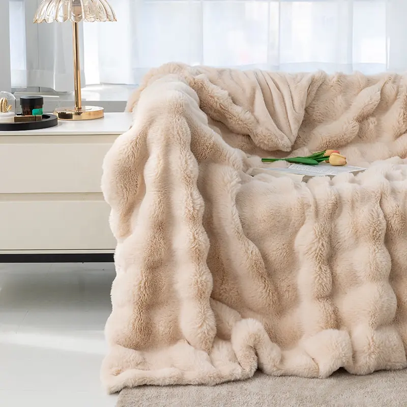 Bindi Wholesale Blankets Rabbit Fur Blanket Flannel Sofa Summer Air Conditioning Leisure Napping Blanket