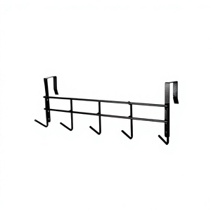 Minimalist Metal <b>Over</b> <b>Door</b> <b>Hook</b> Rack With 5 <b>Hooks</b> For Clothing Storage Behind <b>Door</b> Or Wall Mounting - Product Image 1
