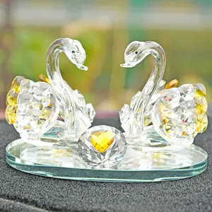 2023 Groothandel Transparantie Hart Zwaan Auto Home Ornament Dier K9 Crystal Ambachten