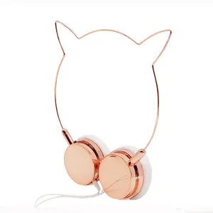 Ucuz kulaklık kedi kulak kaplama kulaklık sevimli kız oyun kulaklık mikrofon şık pembe kedi kulak oyun kablolu kulaklık