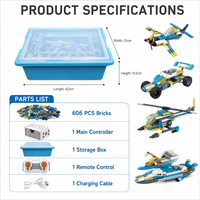 Ensemble de blocs de construction STEM personnalisés 12-en-1, 606 pièces, kit de modélisation programmable par application avec télécommande pour enfants, jouets éducatifs OEM