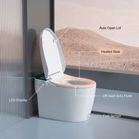 WC intelligent monobloc avec ouverture/fermeture automatique, capteur de pied, chasse d'eau, siège chauffant et bidet électrique