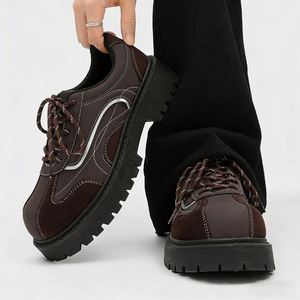 Zapatillas de Vestir de Gamuza para Hombre de Alta Calidad, Estilo Derby con Suela Gruesa Mate, Antideslizantes, Transpirables, de Alta Gama, Tejido Fly Knit - Product Image 1