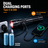 Lampe torche LED Brightenlux 10000 lumens haute puissance IP66, rechargeable par USB-C, lampe de secours pour le camping en plein air