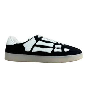 Zapatillas Bajas de Malla con Patrón de Esqueleto Blanco y Negro, Retro, de Calidad Artesanal, Antideslizantes para Hombre, Estilo Urbano Nocturno - Product Image 3