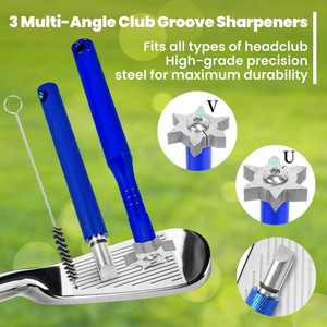 Kit de nettoyage de clubs de golf 7-en-1 : Affûteur de rainures U&V, brosse, serviette, pochette pour nettoyeur de balles et pochette pour tees – Ensemble d'accessoires de nettoyage pour clubs de golf - Product Image 3