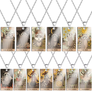Roestvrijstalen Kraag De Acero Inoxidable Niet-Aantasting Mode Sieraden Schattige Wasbeer Art <span class=keywords><strong>Tarot</strong></span> Kaart Hanger Kettingen - Product Image 2