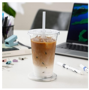 Vasos Desechables Transparentes de Plástico de 20 oz con Tapas con Ranura para Pajita para Bebidas Frías, Batidos, Smoothies, Café Helado para Llevar - Product Image 3
