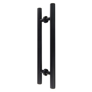 Manija de Puerta Grande de Vidrio Negro con Marco de Acero Inoxidable, Manija de Puerta con Marco de Madera y Aleación de Aluminio, Manija de Puerta sin Marco - Product Image 1
