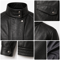 Fabricant de vestes en cuir PU pour hommes OEM ODM, veste de motard noire à col montant, veste décontractée streetwear