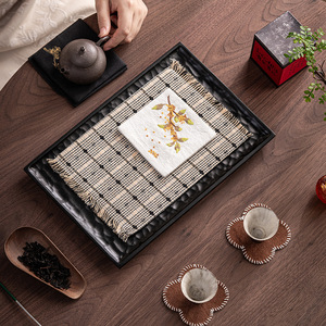 Ensemble de tapis de brassage à sec en coton et lin, rectangulaire, isolant thermique pour table à thé, chemin de table pour plateau à thé, accessoires de thé - Product Image 3