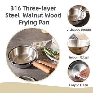 316 Three-Layer Steel Walnut Wood Handle Food Grade Skillets Nonstick Household Fry <strong>Pans</strong> 316 Stainless Steel <strong>Frying</strong> <strong>Pan</strong> - Product Image 6