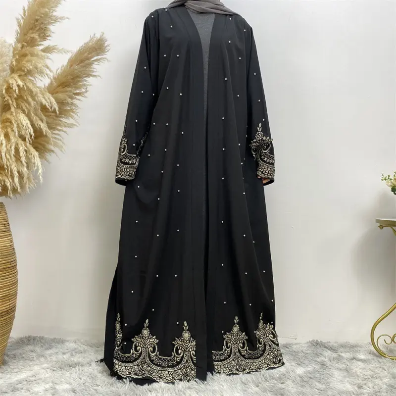 Abaya 2018 Super ringan hitam desain renda terbuka baru untuk wanita Arab