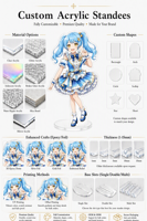 Standee Akrilik Anime Iridescent Custom dengan Lapisan Perak, Slot Tunggal, Figur Karakter Anime, Alas Stabil