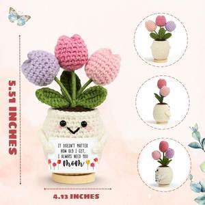 Handmade Emotional Positive <b>Support</b> Mom Crochet - Knitted Positive Tulip <b>Flowers</b> Crochet Doll Gifts for Mom From Daughter Son - Product Image 4