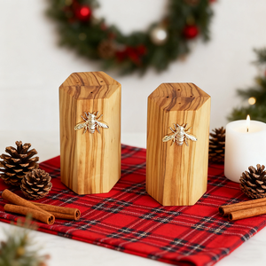 Juego de 2 saleros y pimenteros de madera de olivo de abeja en forma Hexagonal de Casa Natural para cocina, restaurante, <span class=keywords><strong>Salero</strong></span>, Salzstreuer - Product Image 2