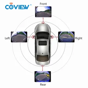3D 360度圆形后视环绕汽车DVR倒车4摄像机套件停车传感器系统24卡车倒车侧360汽车摄像机