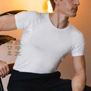 Heren Onzichtbaar Zweetbestendig V-Hals Onderhemd, Nude Vleeskleur Slank Aansluitend Lichtgewicht Modale Heren T-Shirt