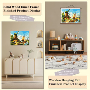 Peinture par numéros sur toile, Champ de tournesols, Moulin à vent, Scène pastorale, DIY, Fait main, Écologique, Décoration moderne pour la maison, Carré numérique - Product Image 6