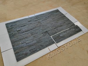 Panneaux de revêtement mural modernes <span class=keywords><strong>en</strong></span> <span class=keywords><strong>pierre</strong></span> <span class=keywords><strong>naturelle</strong></span> et quartzite noire Revêtement <span class=keywords><strong>extérieur</strong></span> intérieur de maison résistant aux acides à usage décoratif - Product Image 2