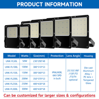 Reflector LED para Exteriores con Ahorro de Energía, Impermeable IP66, Carcasa de Aleación de Aluminio Fundido a Presión, 50W 100W 150W 200W 250W 300W