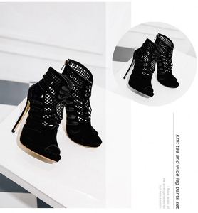 Sandales romaines sexy à talons hauts et bout ouvert, bottines, chaussures à talons aiguilles et bout ouvert, grandes tailles - Product Image 5