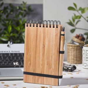 Set de Regalo de Oficina Personalizado con Logotipo Promocional, Ecológico, con Tapa de Bambú, Bloc de Notas A6 de 10*15 cm, Bolígrafo de Madera y Papel - Product Image 3