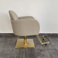 Petite chaise de salon de coiffure rotative à base carrée en or de luxe Chaise de coiffeur réglable moderne pour salons de beauté à vendre