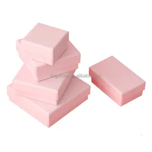 Boîte à bagues en papier kraft rose pour collier de bijoux pour bébés petites boucles d'oreilles paquet cadeau boîte en carton en papier pour femmes