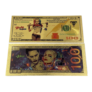 Spedizione gratuita collezione di film personalizzata Harley Quinn carta di plastica placcato oro lamina banconota - Product Image 1