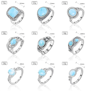 XYOP手作り<span class=keywords><strong>925</strong></span>スターリングシルバージュエリー子供用完璧なスタイル天然ラリマーリング卸売メーカー - Product Image 6