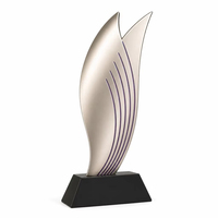 Trophée métallique éco-responsable Blaze avec impression UV, motif flamme feuille d'argent torsadée, logo personnalisé, récompense pour cadeaux de bienvenue et cérémonies