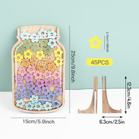 Pot de récompenses en bois pour enfants, avec jetons étoiles et fleurs colorés, style éducatif parent-enfant minimaliste et mignon, suivi de motivation comportementale pour la maison