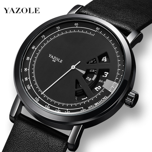Reloj de Pulsera YAZOLE <span class=keywords><strong>D</strong></span> <span class=keywords><strong>518</strong></span> en Existencia, Relojes de Lujo para Hombre con Logotipo Personalizado, Reloj de Cuarzo con Correa de Cuero de Calidad, Venta al por Mayor de Fábrica - Product Image 4
